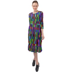 Ruffle End Midi Chiffon Dress 