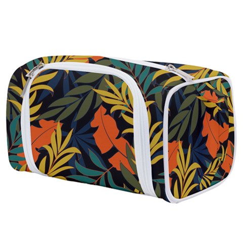 Fashionable Seamless Tropical Pattern With Bright Green Blue Plants Leaves Toiletries Pouch from