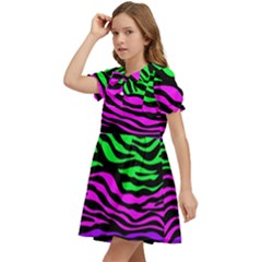 Kids  Bow Tie Puff Sleeve Dress 