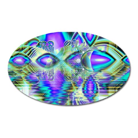 Abstract Peacock Celebration, Golden Violet Teal Magnet (Oval) from Front