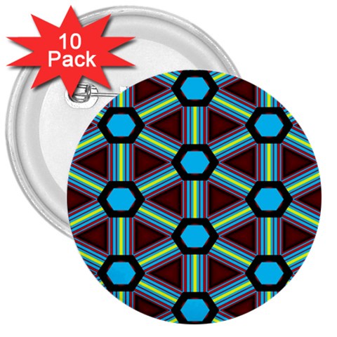 Stripes and hexagon pattern 3  Button (10 pack) from Front