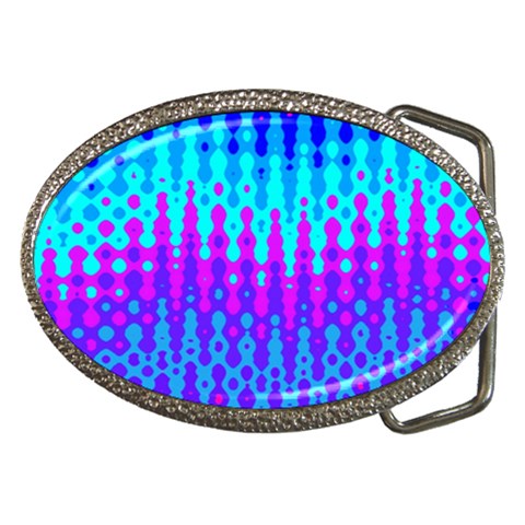 Melting Blues and Pinks Belt Buckles from Front