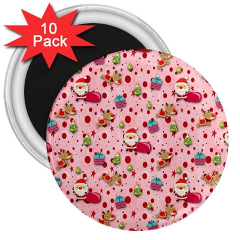 Red Christmas Pattern 3  Magnets (10 pack)  from Front