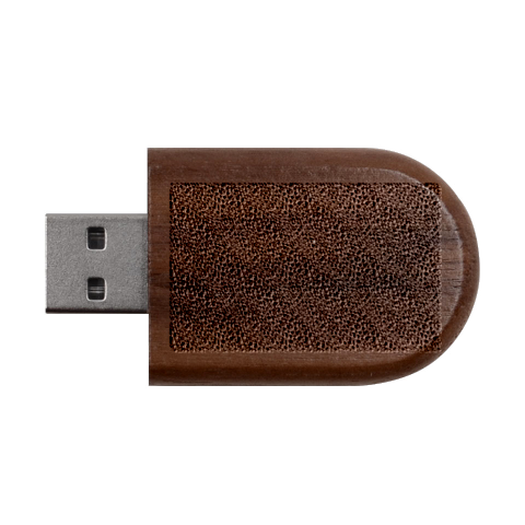 Silver Leopard Wood Oval USB Flash Drive from USB